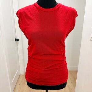 Zara Vibrant Red Ruched Short Sleeve Top